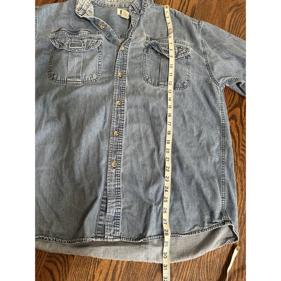 Vtg Men’s Trail Designs Cotton Denim Jean‎ Button Down Shirt Pockets Size Large - Picture 12 of 12